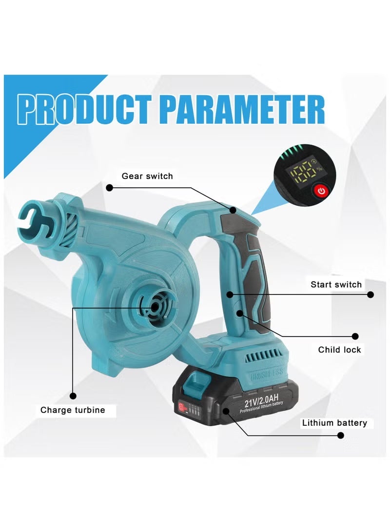 Cordless Leaf Blower, 150Mph 3 Speed Mode Handheld Electric Leaf Blowers 2-in-1 Lightweight Mini Cordless Leaf Vacuum with Brushless Motor (2 Batteries) - Image 4
